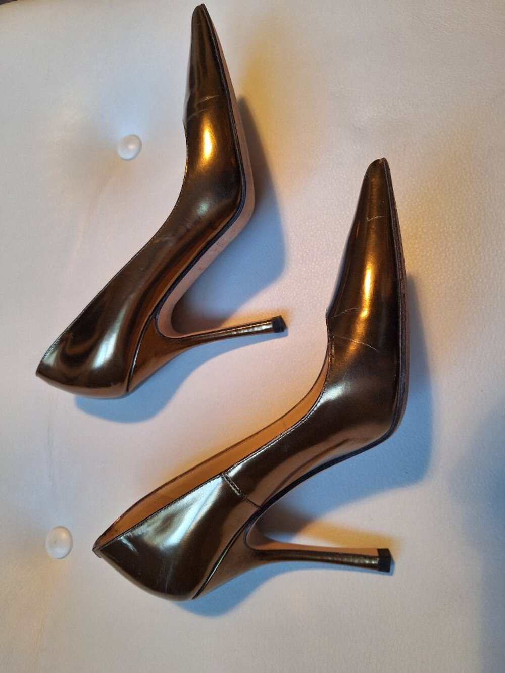Jimmy Choo bronze (gold) stiletto heels